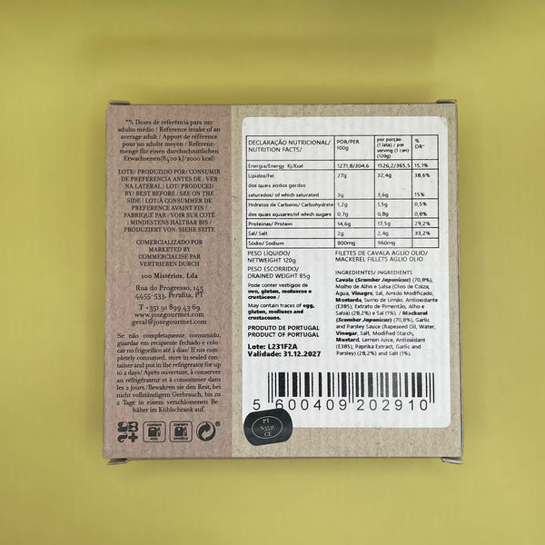Nutritional Information for ABC+ Mackerel Fillets in Aglio e Olio sauce