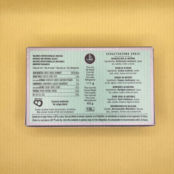Nutritional Information for Real Conservera Española Cockles in Brine (Berberechos)