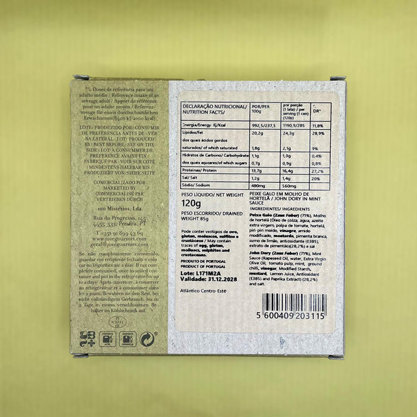 Nutritional Information for ABC+ John Dory in Mint Sauce (Pez Gallo)