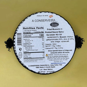 Nutritional Information for A Conserveira Fried Mussels in Pickled Sauce Spicy