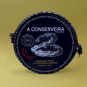 A Conserveira Tradición Mejillones frites en escabeche picantes