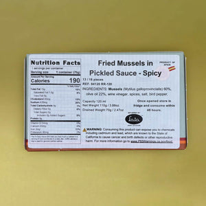 Nutritional Information for A Conserveira Fried Mussels in Pickled Sauce - Spicy