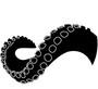 A black and white graphic of a tentacle