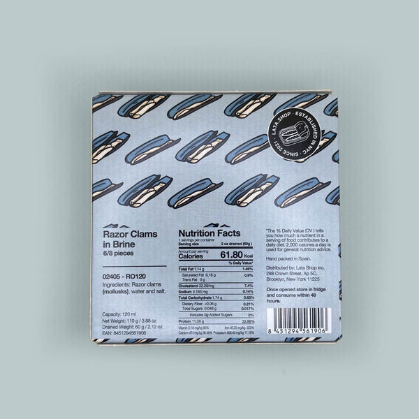 Nutritional Information for Lata Razor Clams in Brine