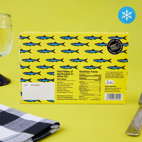 Nutritional Information of Lata Flat Fillets of Anchovies in Olive Oil