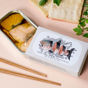 José Gourmet Smoked Salmon in EVOO - served right out of the tin