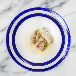 Artesanos Alalunga Sea Bass in Olive Oil - beautifully served