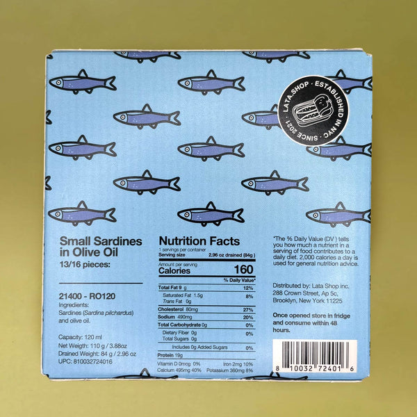 Nutritional Information for Lata Small Sardines in Olive Oil