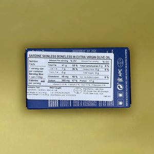 Nutritional Information for Manná Skinless and Boneless Sardines in EVOO