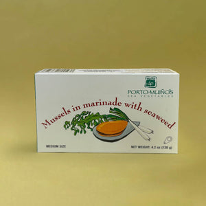 Porto-Muiños Mussels with Seaweed Marinated in White Pickle Sauce (120gr)