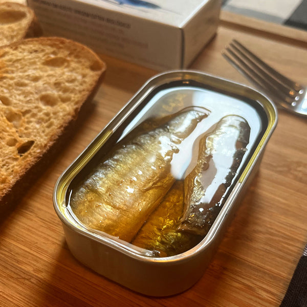 Maria Organic Sardines in Organic EVOO - served in the tin