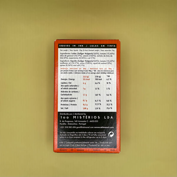 Nutritional Information for Ati Manel Squids in Ink