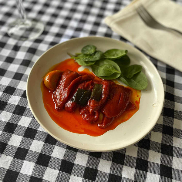 Portomuiños Peppers with Sweet Kombu served beautifully