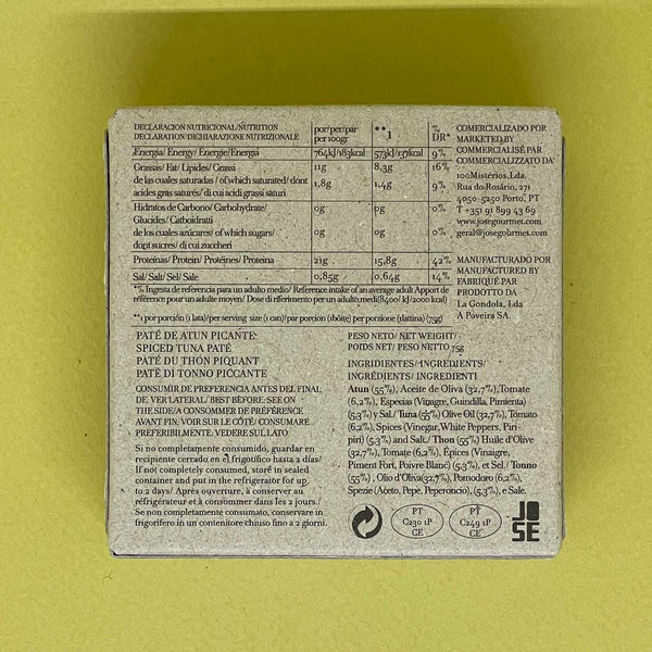 Nutritional Information for José Gourmet Spiced Tuna Pate