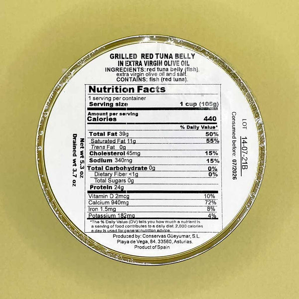 Nutritional Information for Güeyu Mar Grilled Tuna Belly