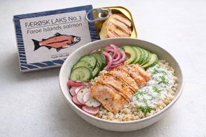 Flash-Grilled Salmon Grain Bowl with Dill Yogurt