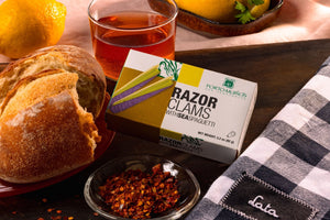 Pan fried Razor Clams and Chickpea Skillet