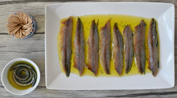 Anchovies served in olive oil
