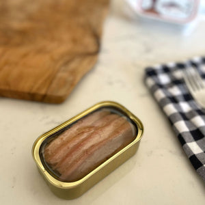 Acor Tuna Belly in an opened tin