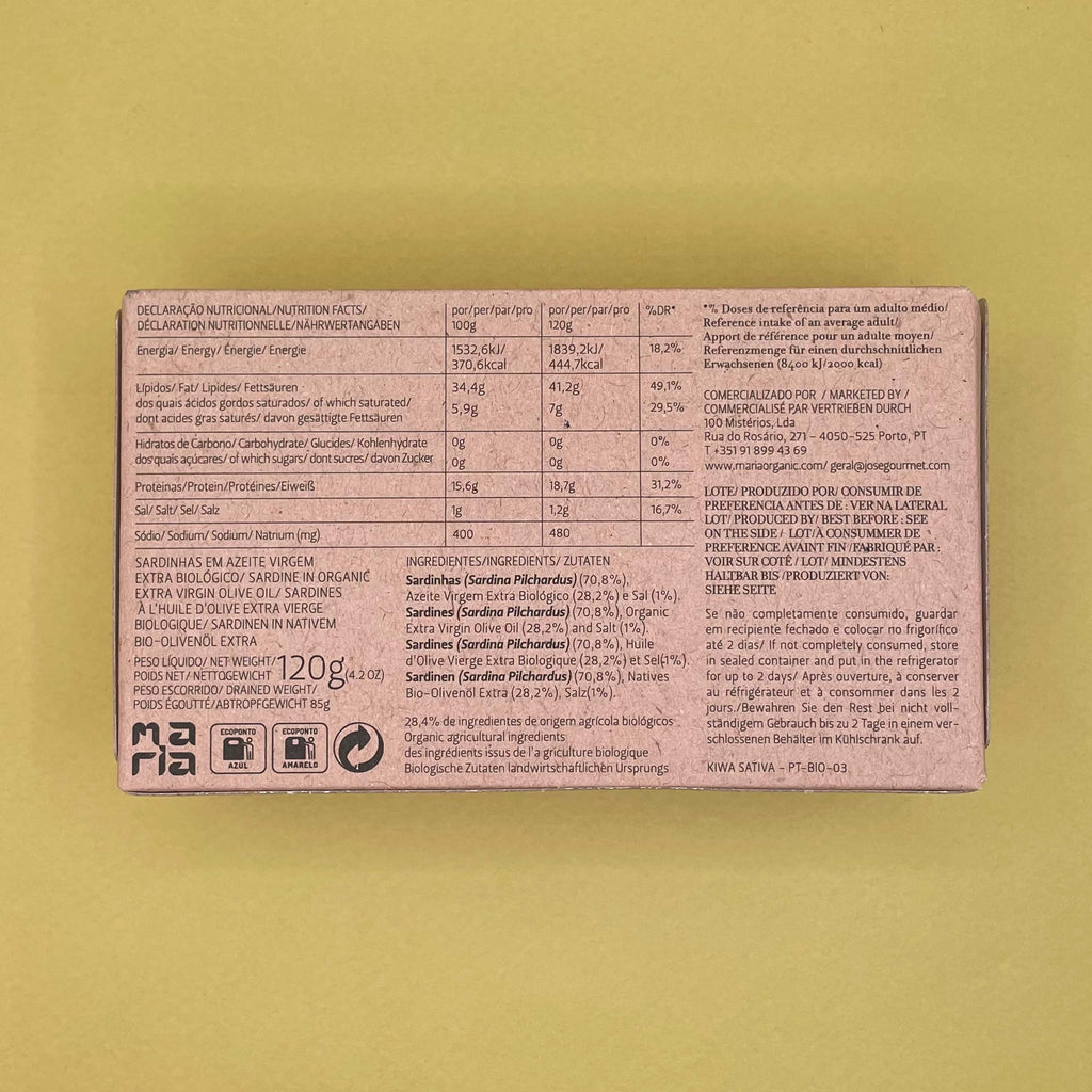 Nutritional Information for Maria Organic Sardines in Organic EVOO