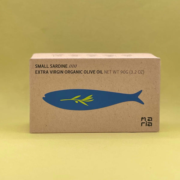 Maria Organic Small Sardines in Extra Virgin Organic Olive Oil (90gr)