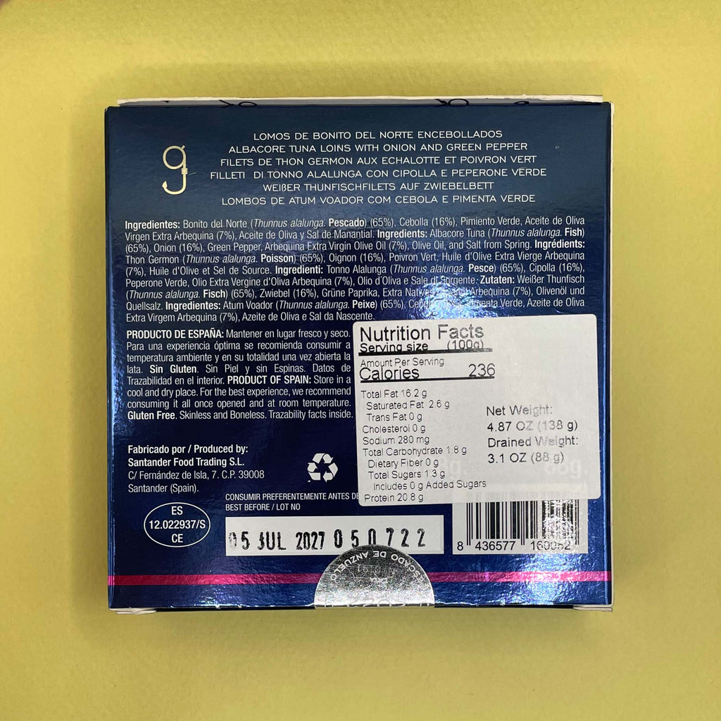 Nutritional Information for Artesanos Alalunga Bonito with Onion & Green Pepper