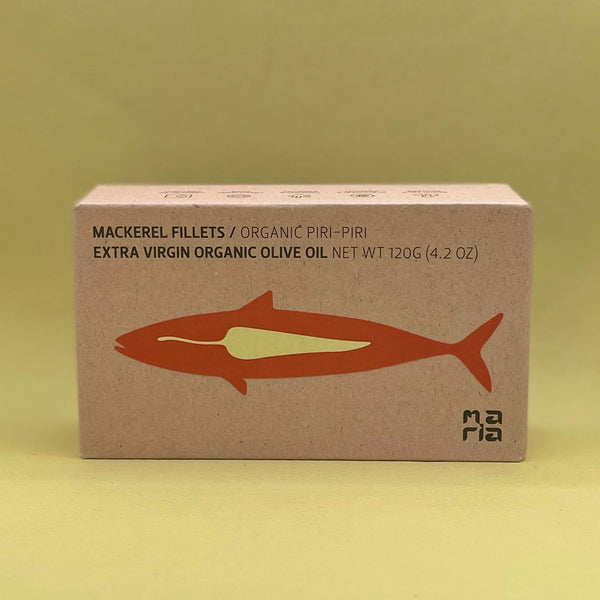 Maria Organic Piri Piri Mackerel Fillets in Organic EVOO (120gr)