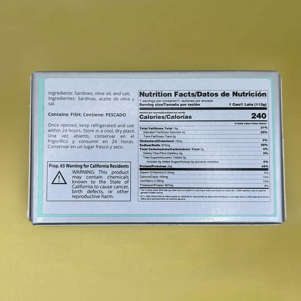 Nutritional Information for Real Conservera Española Small Sardines in Olive Oil