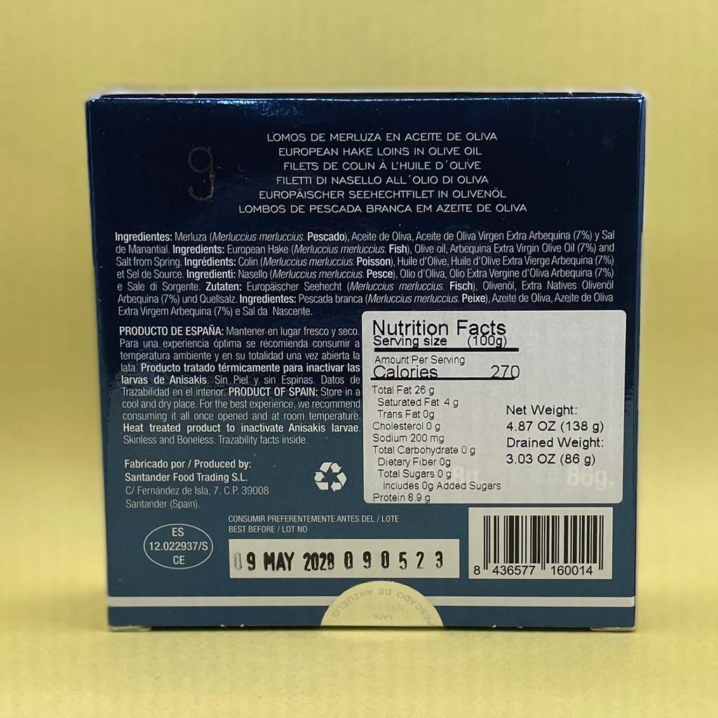 Nutritional Information for Artesanos Alalunga European Hake Loins with Olive Oil