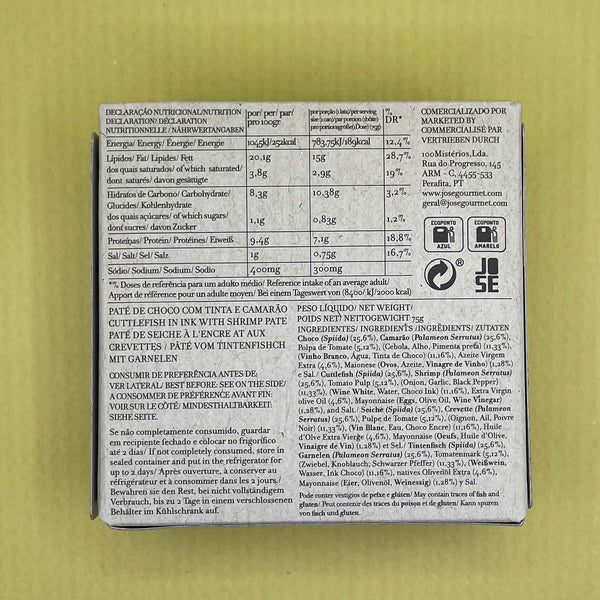 Nutritional Information for José Gourmet Cuttlefish in Ink with Shrimp Pate