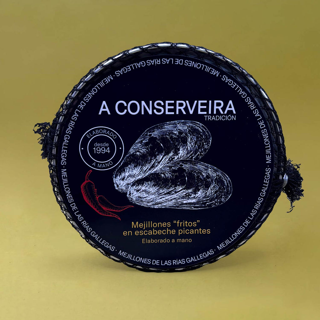 A Conserveira Tradición Mejillones frites en escabeche picantes