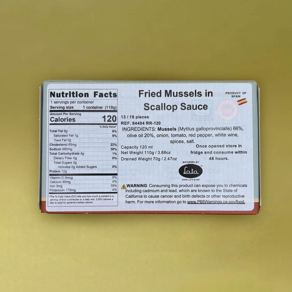 Nutritional Information for A Conserveira Fried Mussels in Scallop Sauce