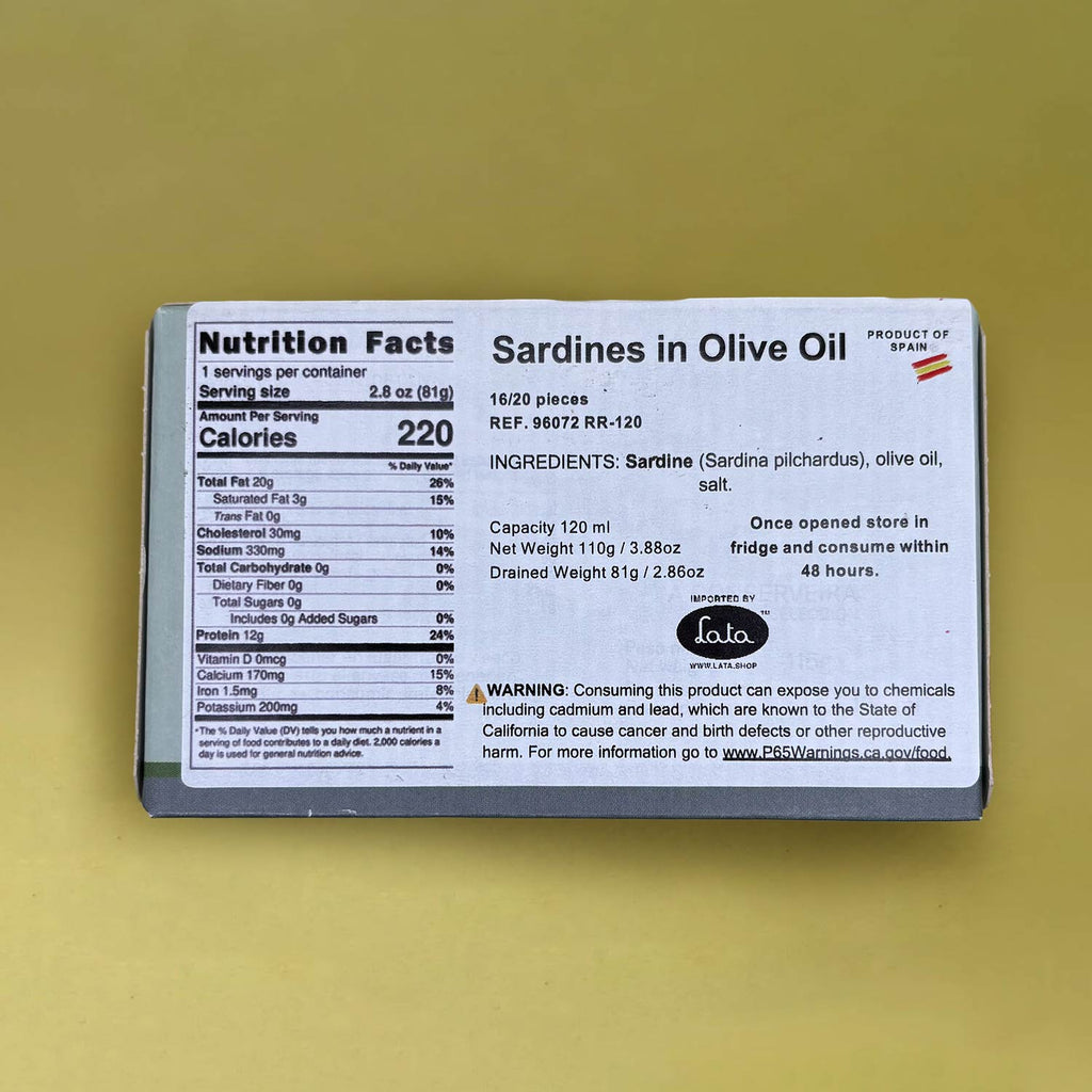 Nutritional Information for A Conserveira Sardines in Oil