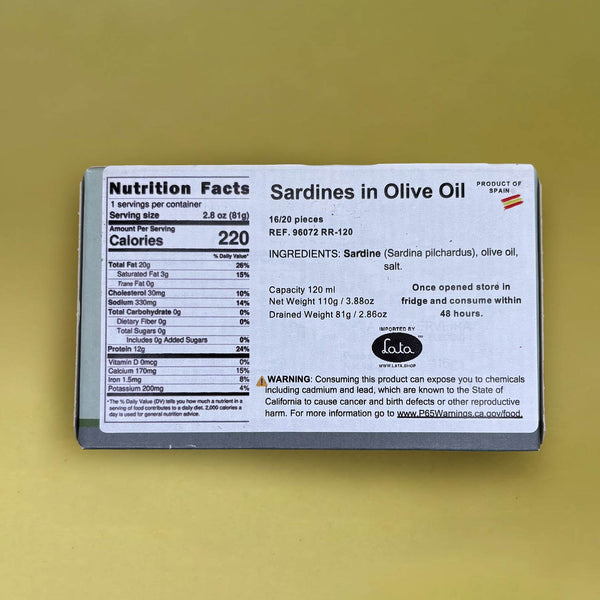 Nutritional Information for A Conserveira Sardines in Oil