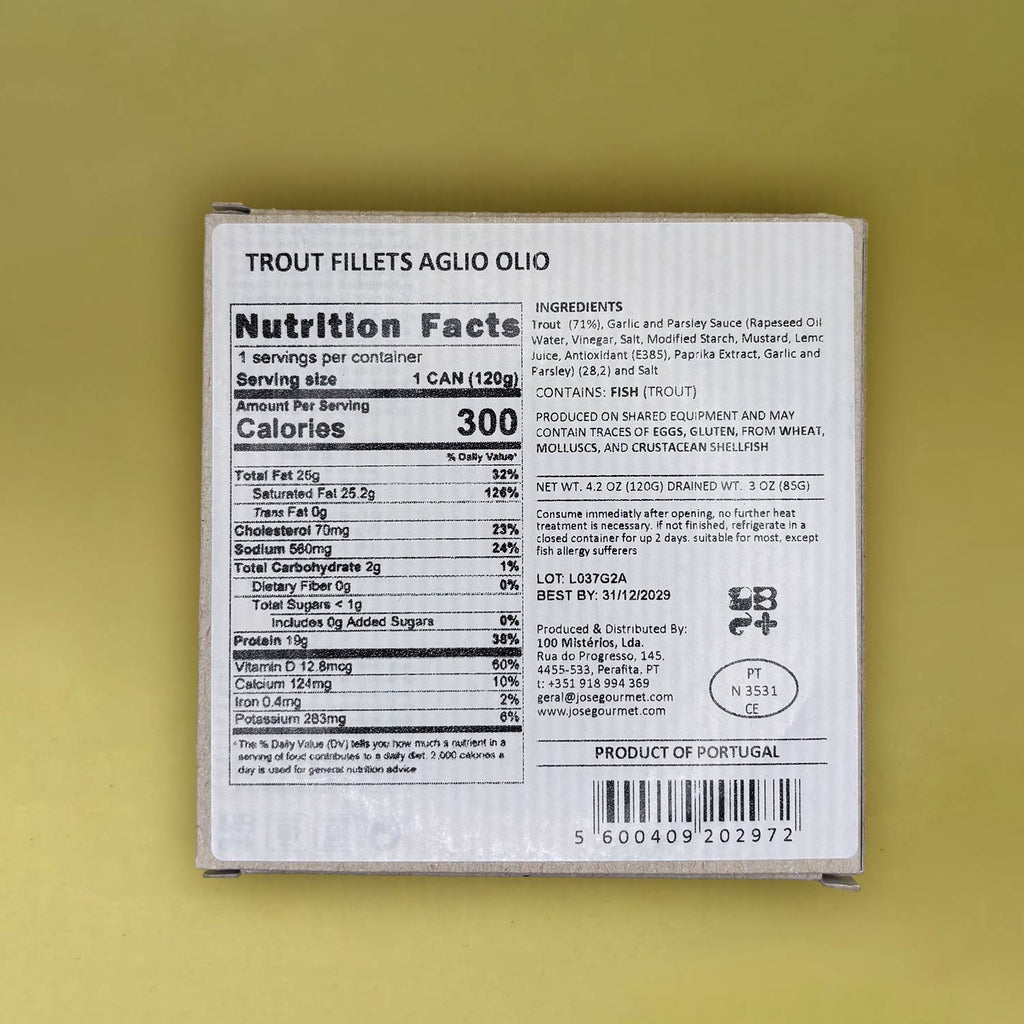 Nutritional Information for ABC+ Trout Fillets in Aglio e Olio sauce