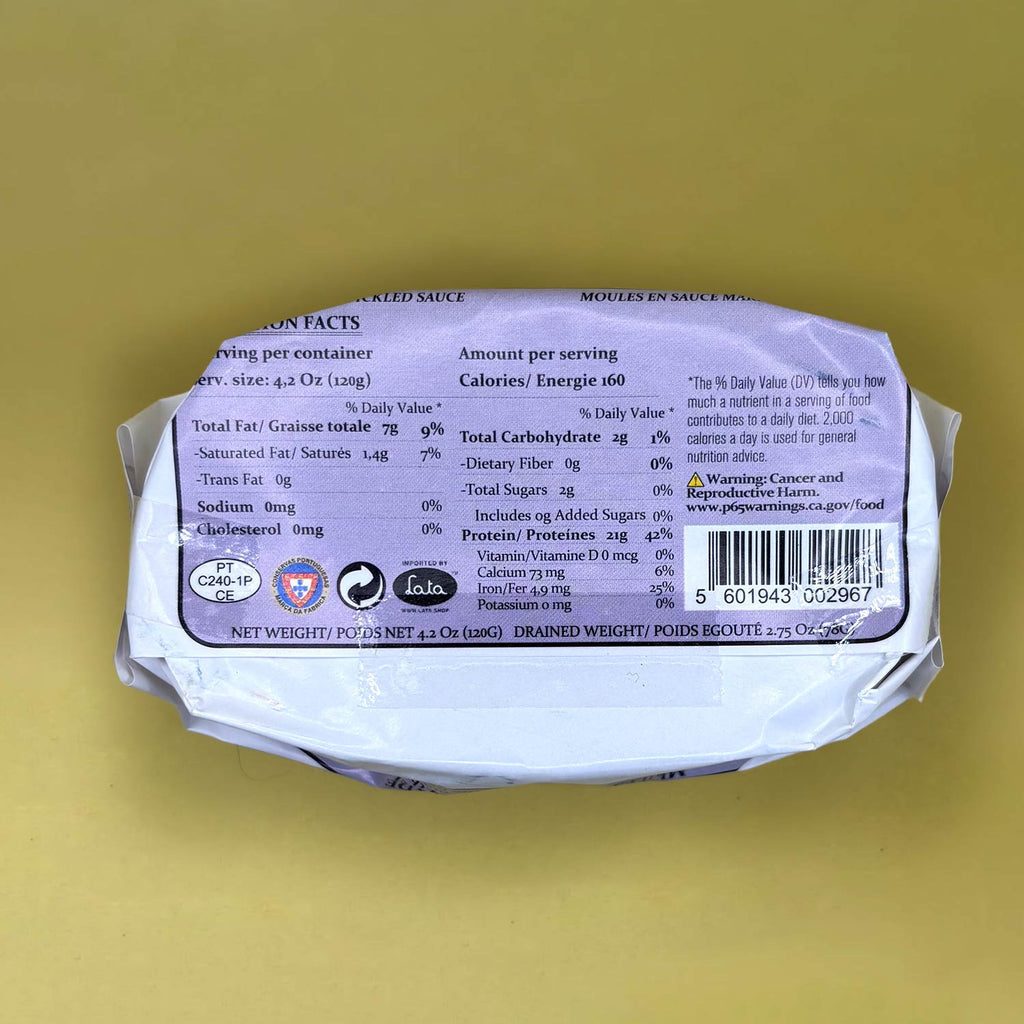 Nutritional Information for Açor Mussels in Pickled Sauce