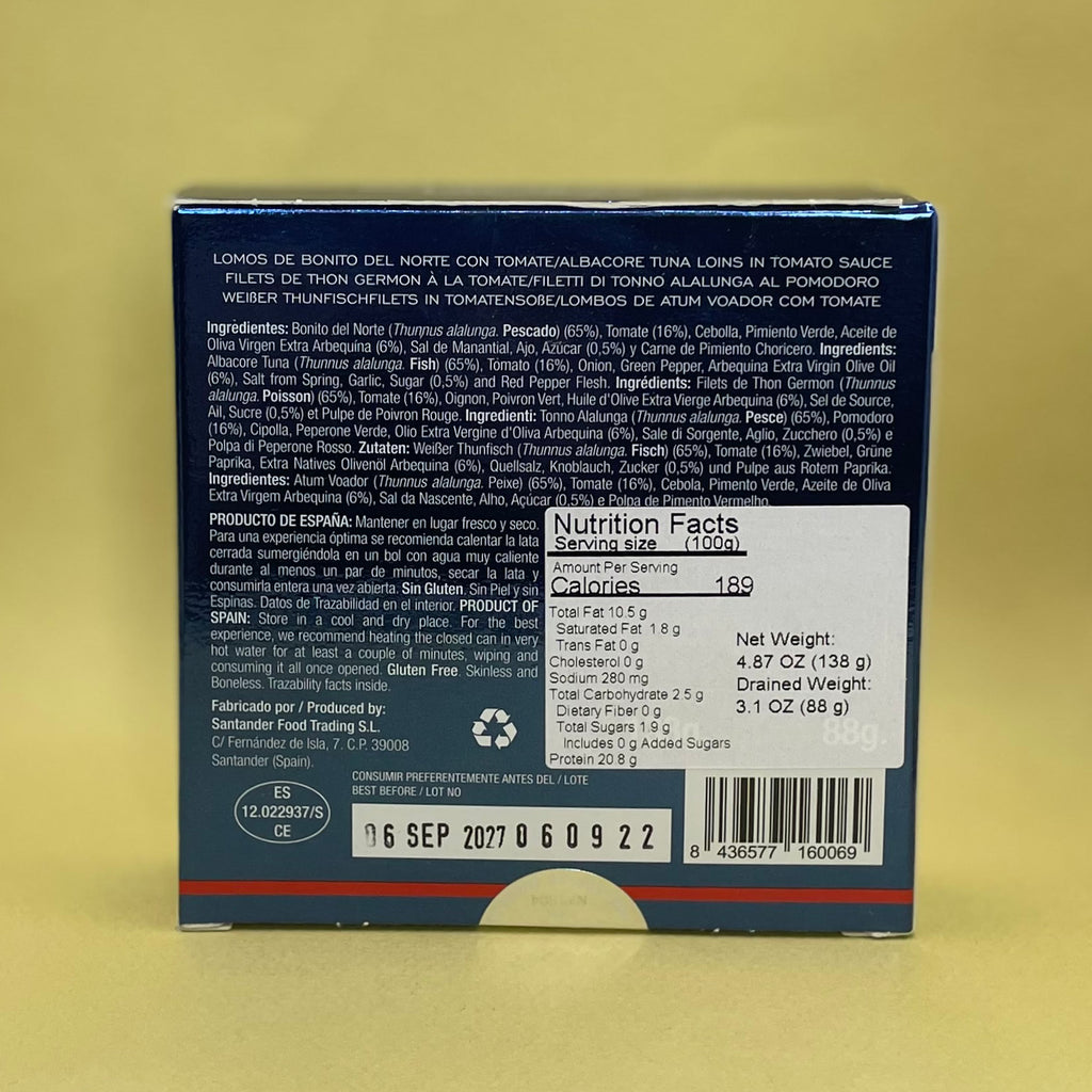 Nutritional Information for Artesanos Alalunga Bonito Tuna with Tomato
