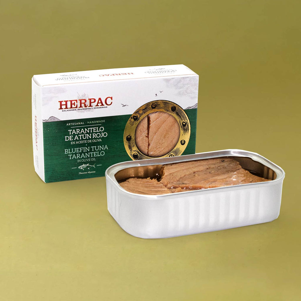 Herpac Bluefin Tuna Tarantelo in Olive Oil - an opened tin