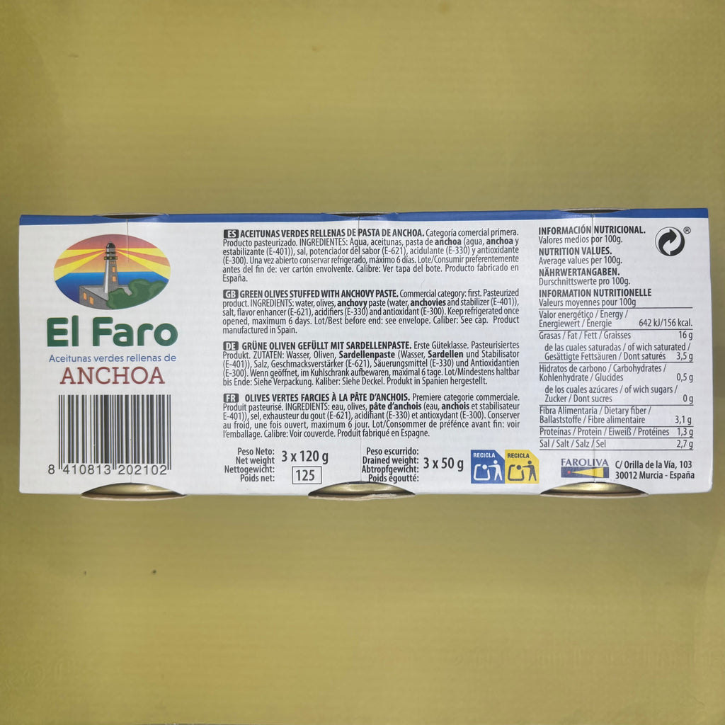 El Faro Manzanilla Olives Stuffed with Anchovy