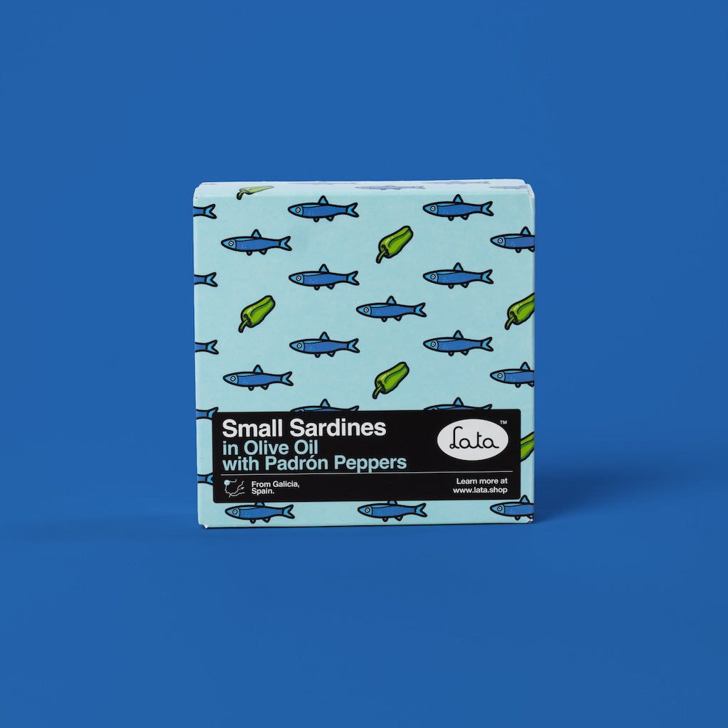 Lata Small Sardines in Olive Oil with Padrón Peppers