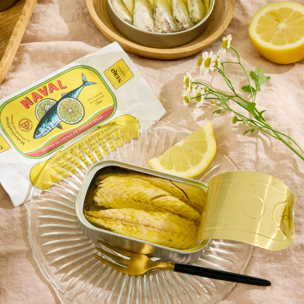 Naval Mackerel Fillets with Lemon in Olive Oil