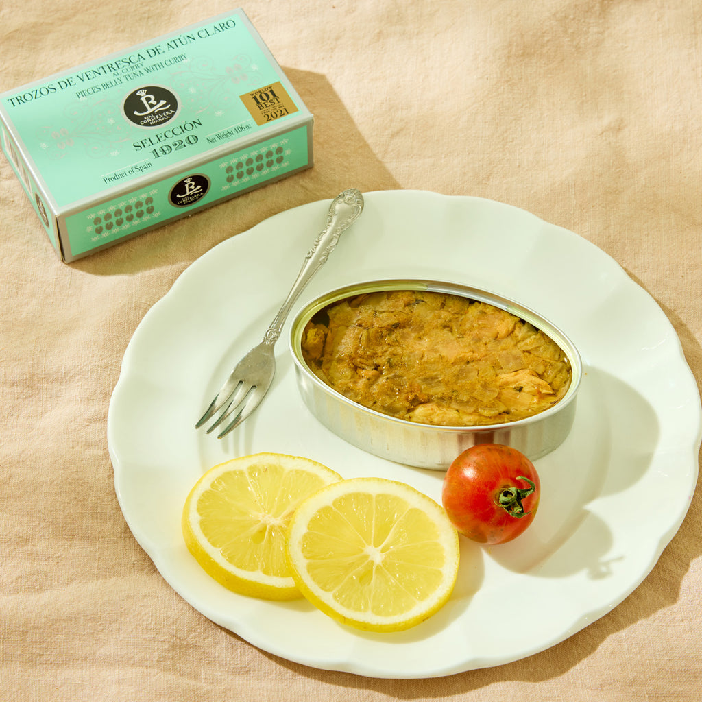 Real Conservera Española Light Tuna Belly Pieces with Curry - Selección 1920