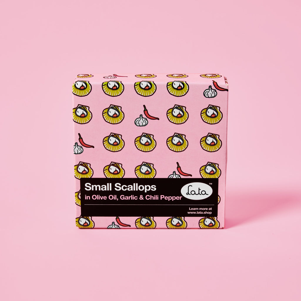 Lata Small Scallops in Olive oil, Garlic and Chili Pepper