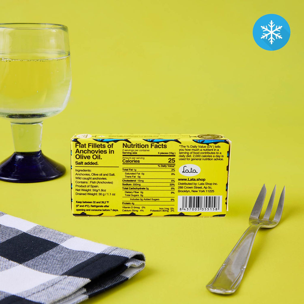 Nutritional Information for Lata Flat Fillets of Anchoves in Olive Oil