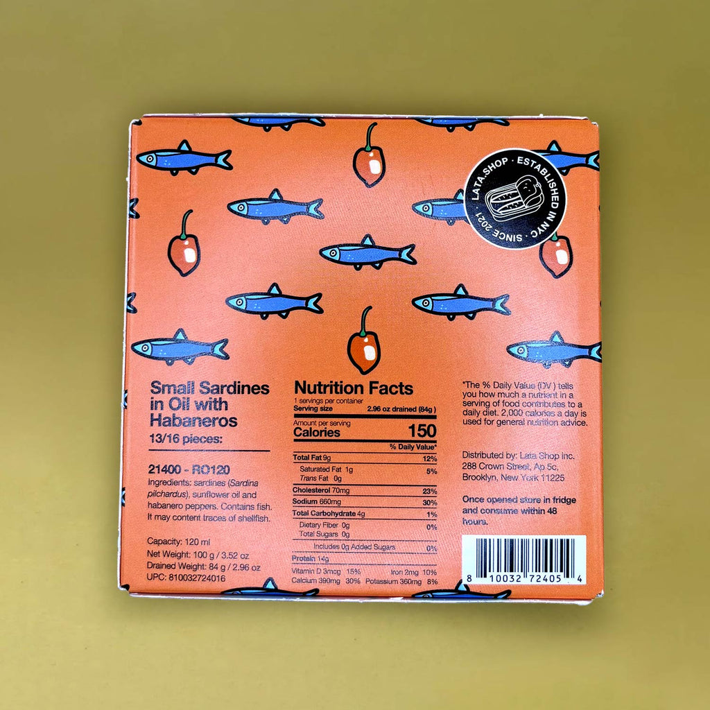 Lata Small Sardines in Oil with Habaneros