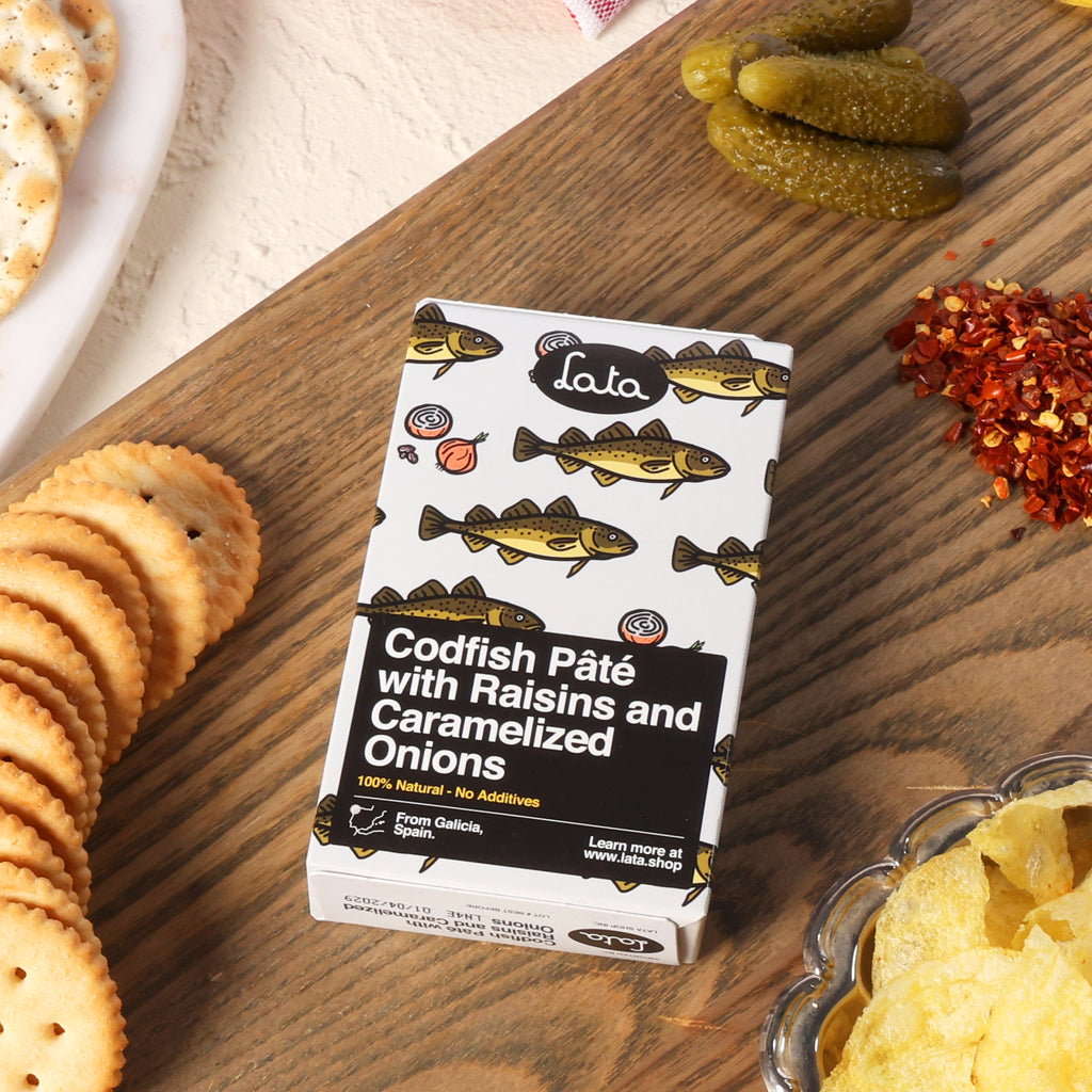 Lata Codfish Pâté with Raisins and Caramelized Onions