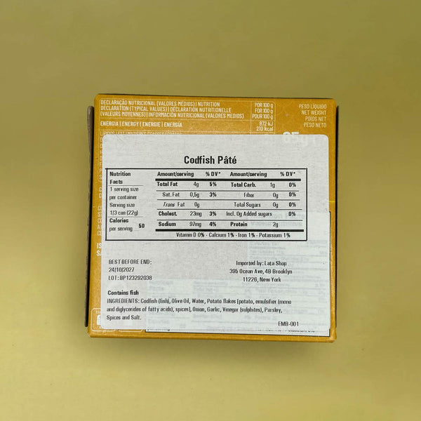 Nutritional Information for Manná Codfish Pate