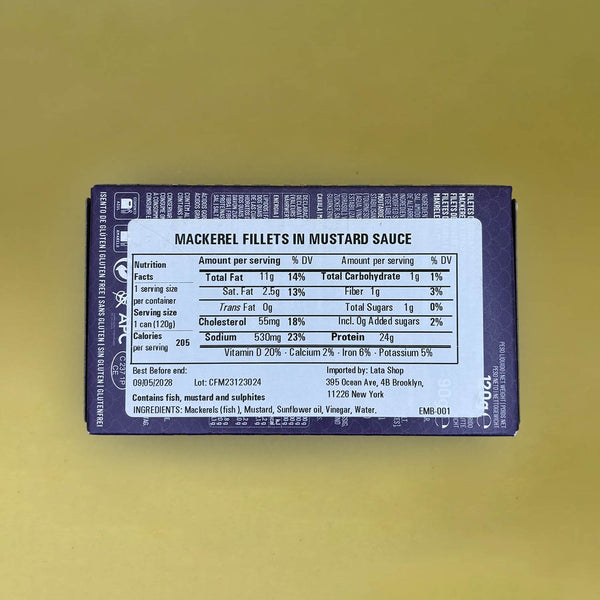 Nutritional Information for Manná Mackerel Fillets In Mustard Sauce