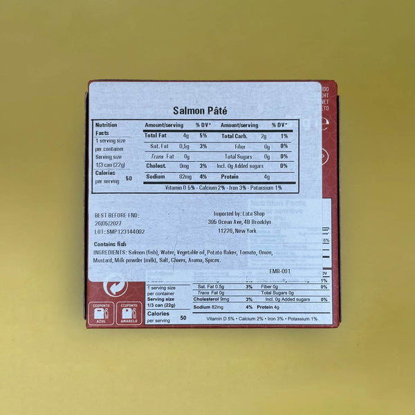 Nutritional Information for Manná Salmon Pate