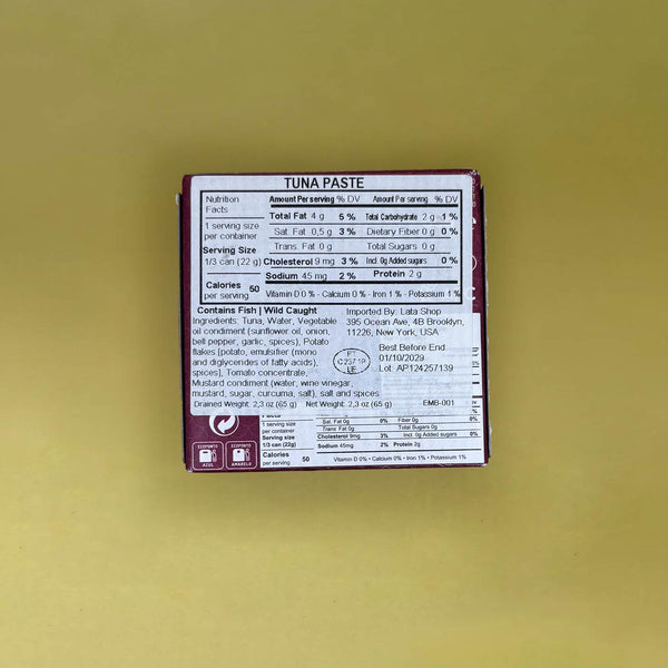 Nutritional Information for Manná Tuna Pate